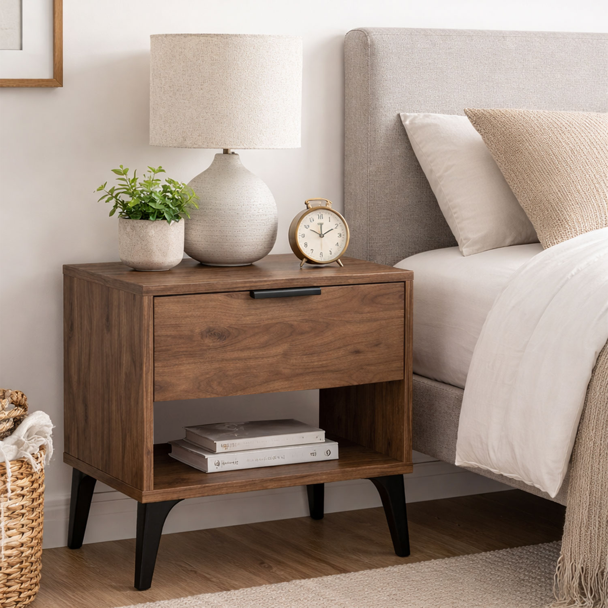 Set X 2 Mesas De Noche Bony con Puerta 40x50x30cm Madera