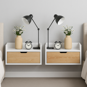 Set x 2 Mesas de Noche Toulus Flotante (35X50X30) Blanca con puerta Vienes