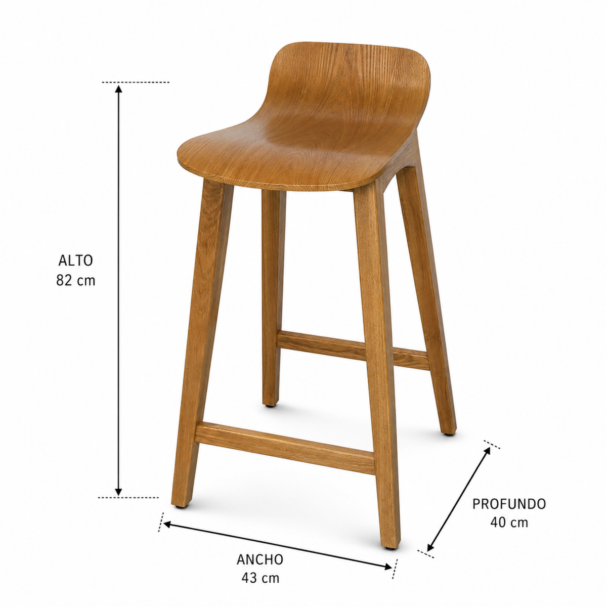 Set Sillas Bar Madrid 79x43x45cm Madera