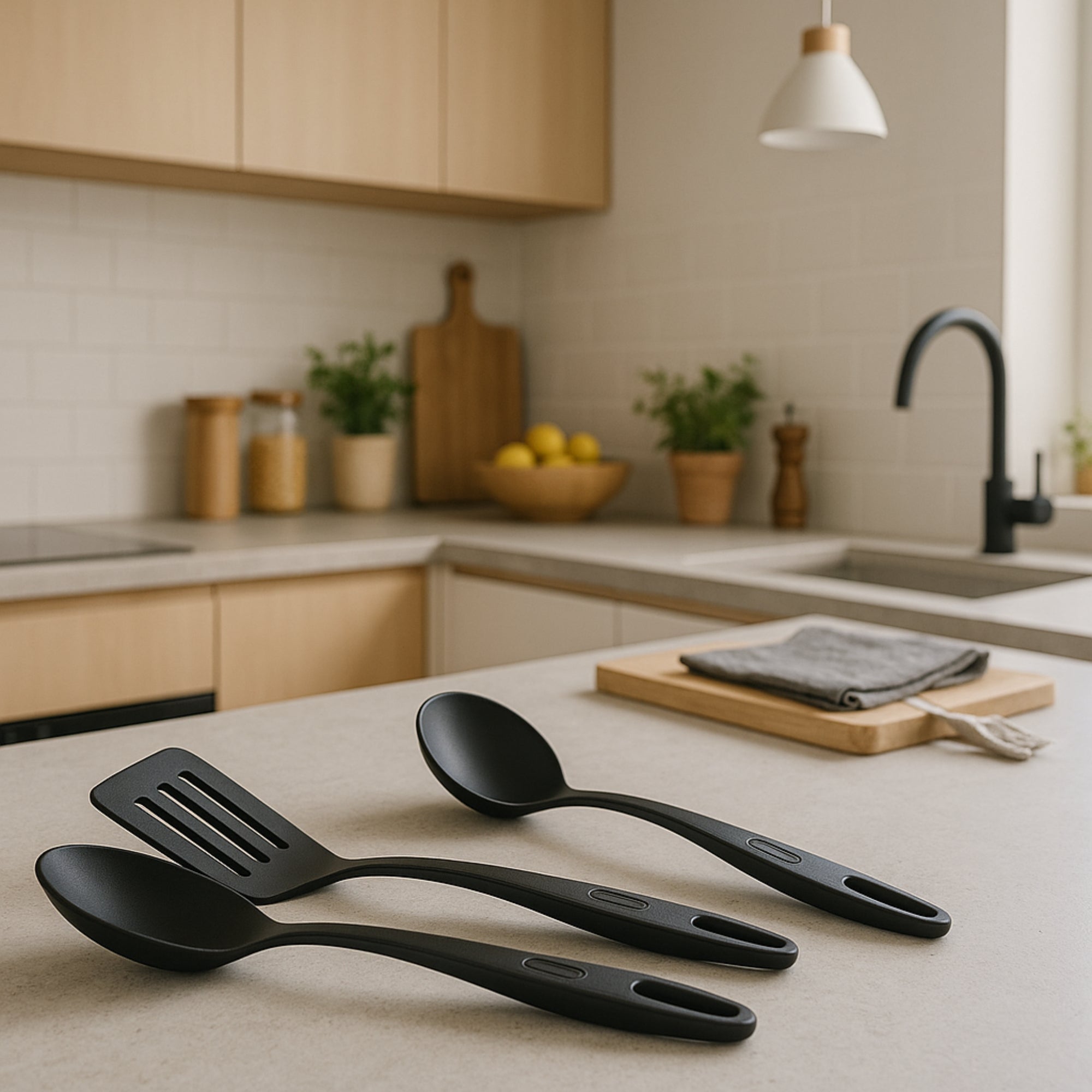 Set 3 accesorios de cocina negro