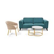 Sala lotus y poltrona misaki petroleo taupe