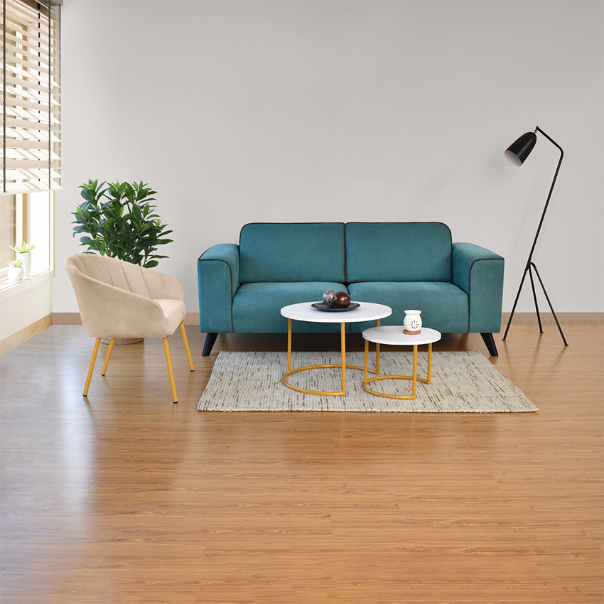 Sala lotus y poltrona misaki petroleo taupe