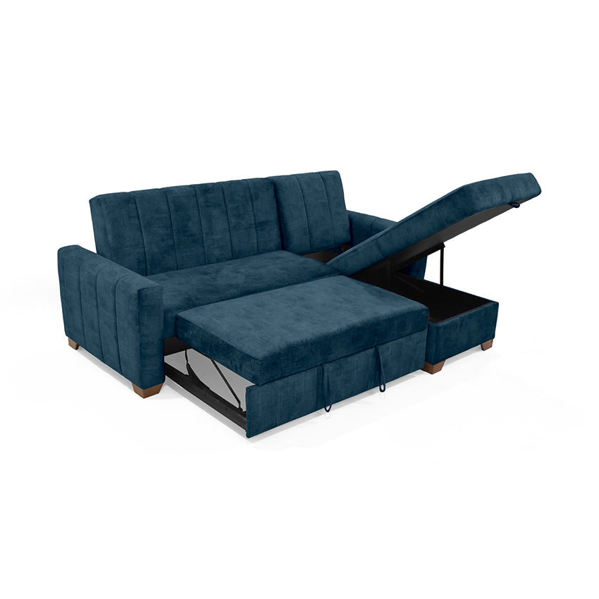 Sala en l sofa cama multifuncional apolo azul