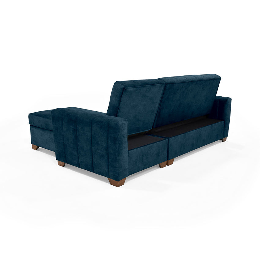 Sala en l sofa cama multifuncional apolo azul