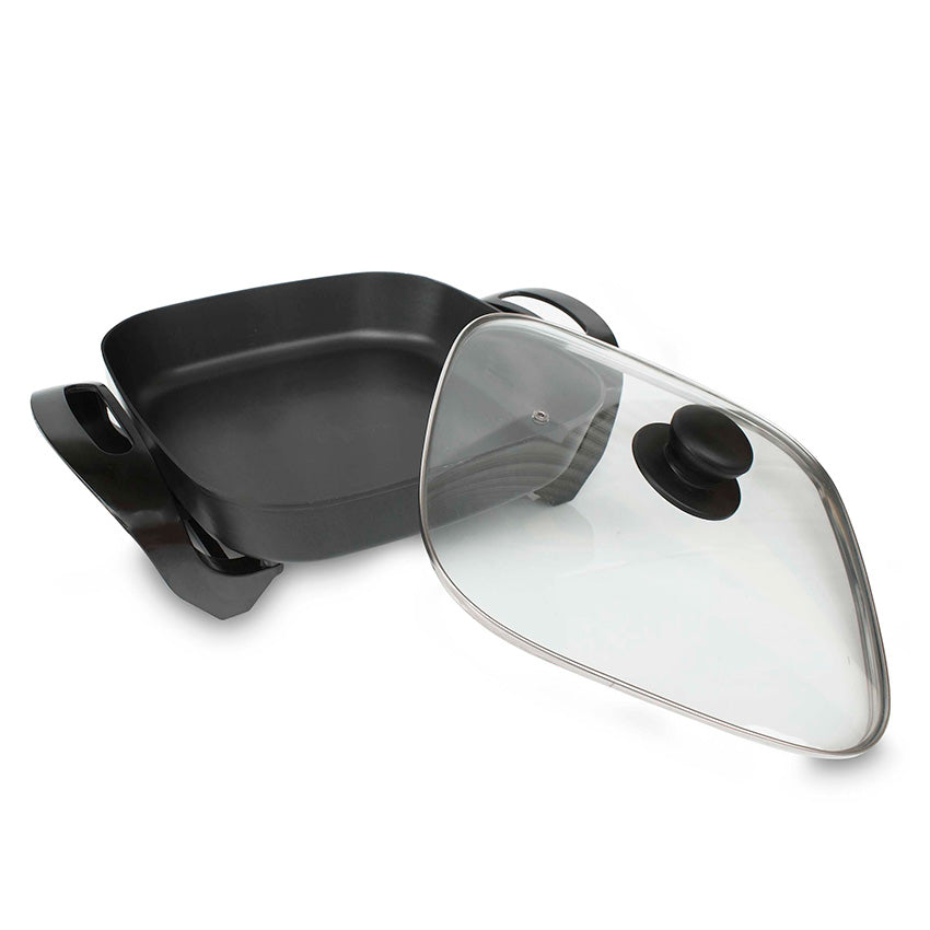 Sarten electrico cuadrado 30x30 cms con tapa vidrio home elements