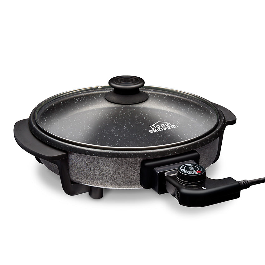 Sarten wok electrico 30 cm en stone con tapa en vidrio home elements