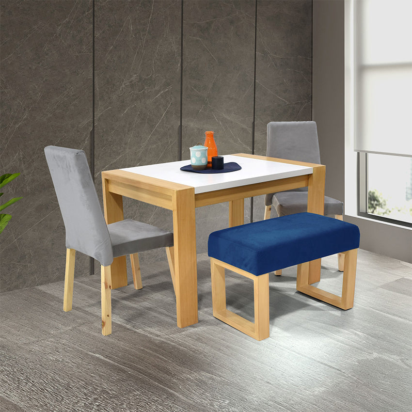 Set comedor 4p arkansas plata con butaco azul