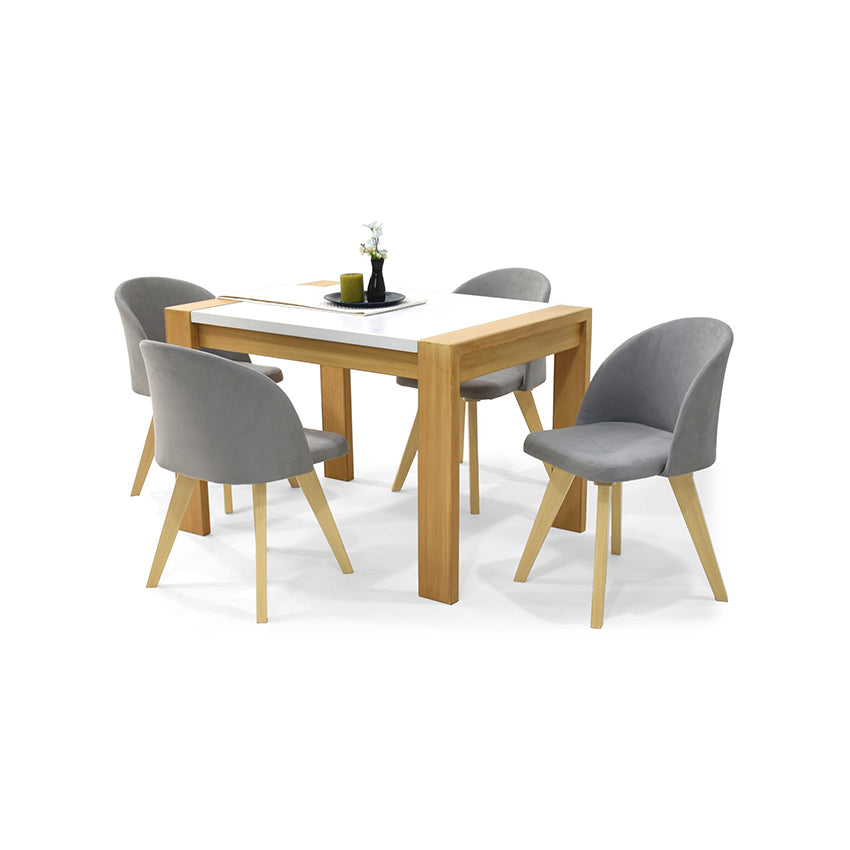 Set comedor 4p arkansas sillas sabina gris
