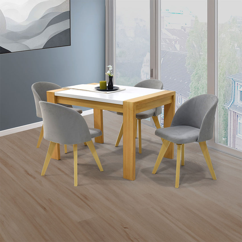 Set comedor 4p arkansas sillas sabina gris
