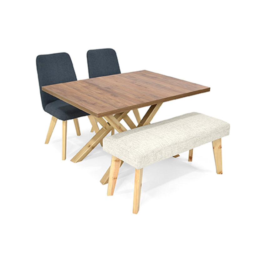 Set comedor 4 puestos astoria sillas evora y butaco gris taupe
