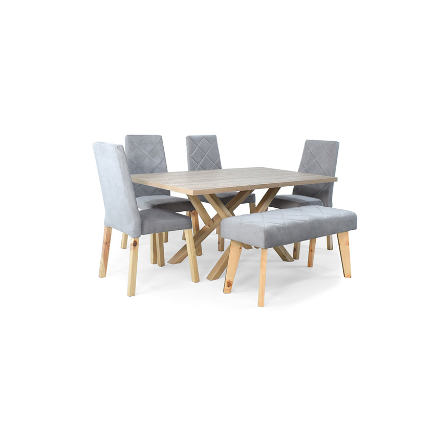 Set comedor 6 puestos astoria sillas y butaco liverpool plata
