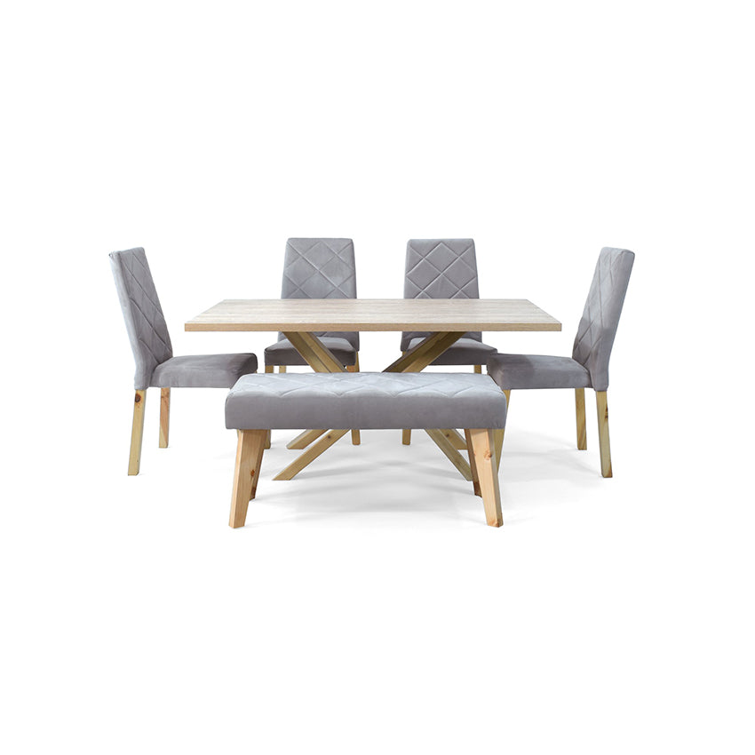 Set comedor 6 puestos astoria sillas y butaco liverpool plata