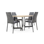 Set comedor 4 puestos rio sillas venecia tela gris