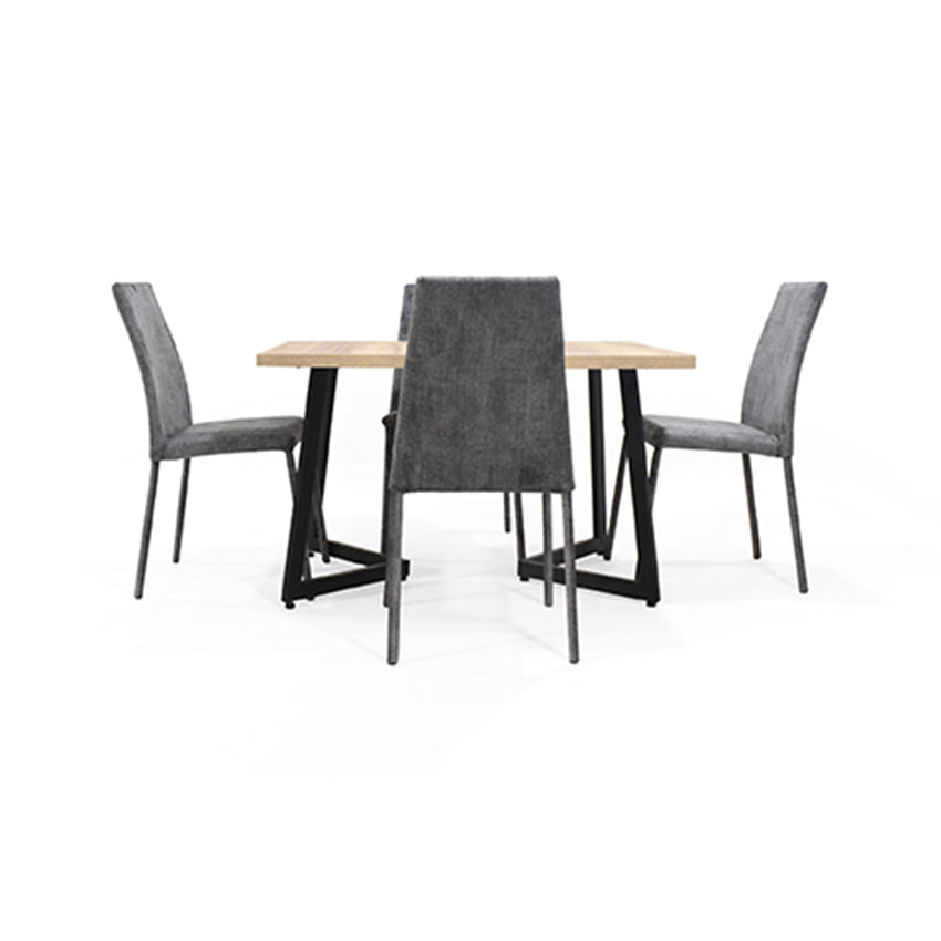 Set comedor 4 puestos rio sillas venecia tela gris