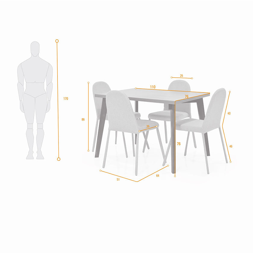Set Comedor Lugo Matiz 4P Sillas Dublín Tela