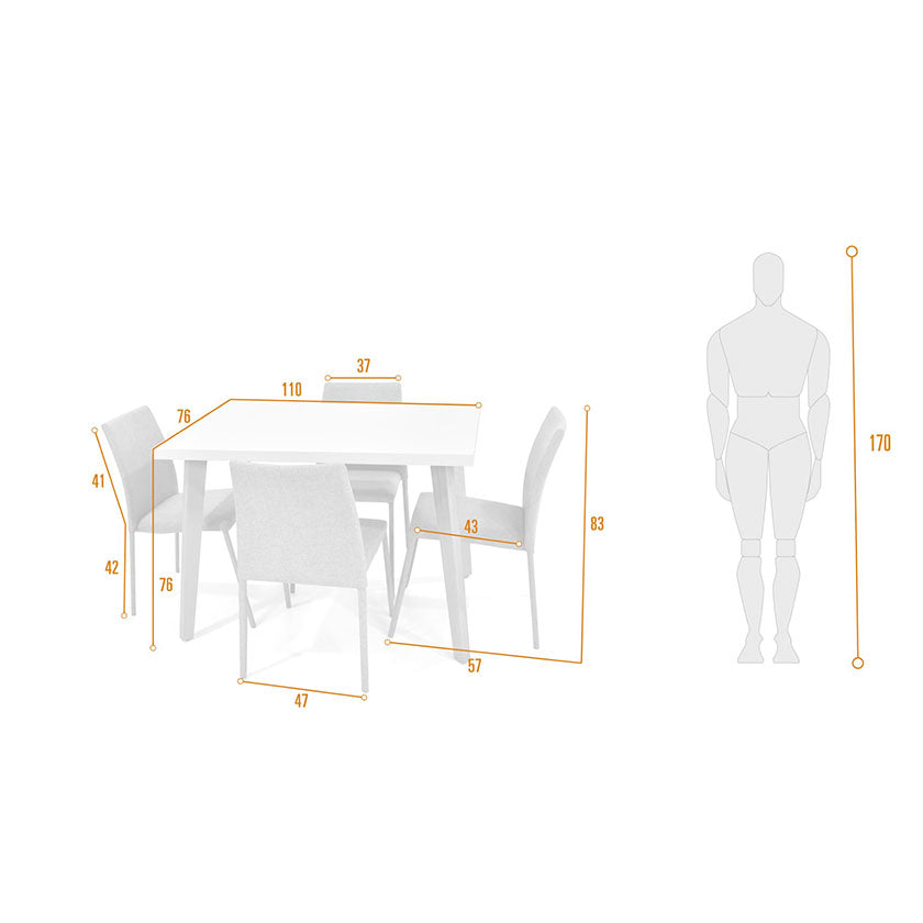 Set Comedor Lugo Matiz 4P Sillas Lugo Tela