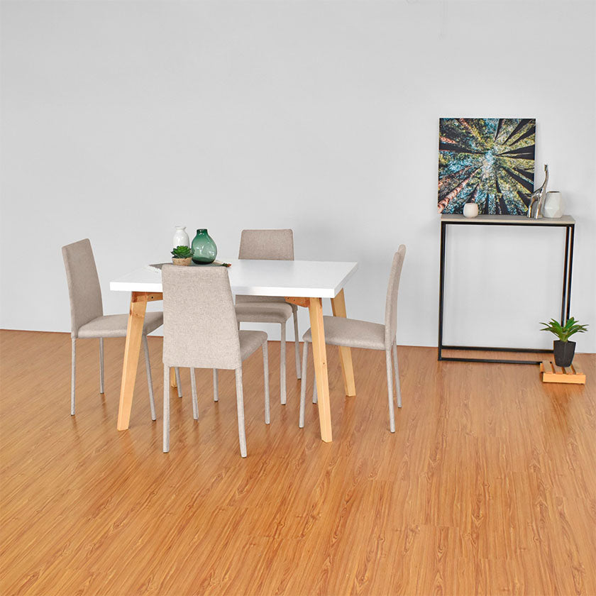 Set Comedor Lugo Matiz 4P Sillas Lyon Tela