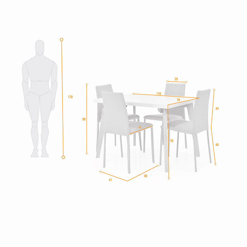 Set Comedor Lugo Matiz 4P Sillas Lyon Tela