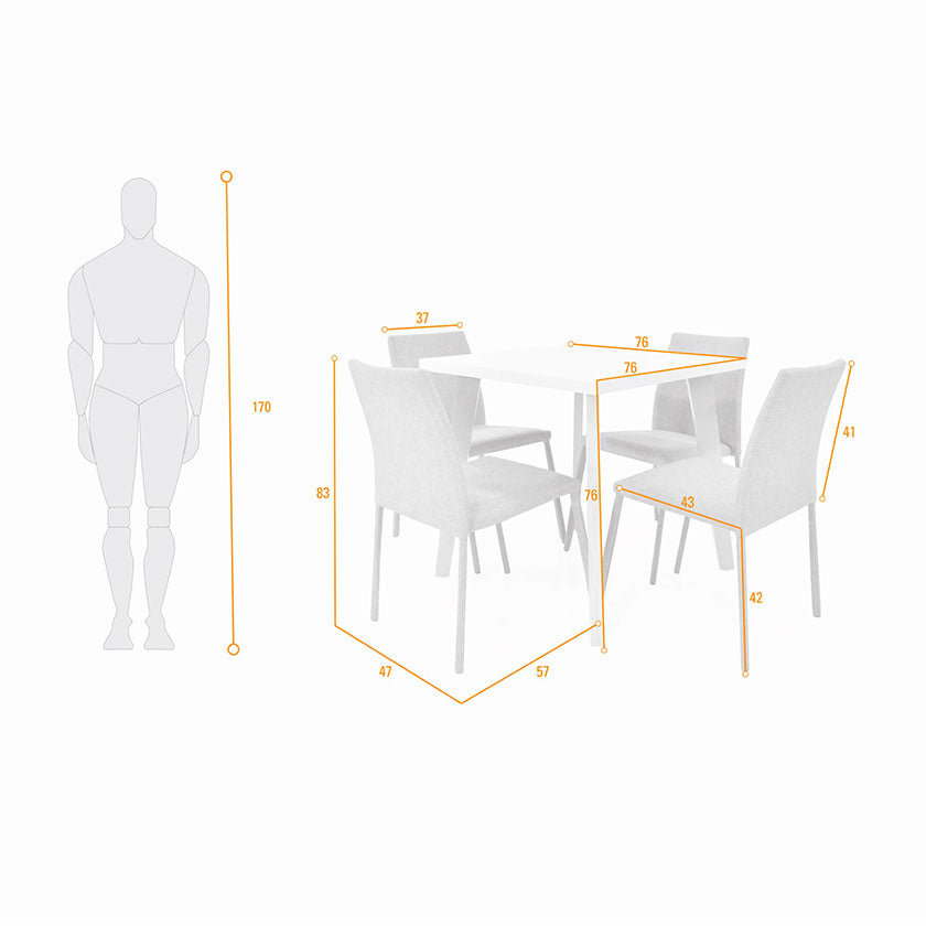 Set Comedor Lyon 4P Sillas Lugo Tela