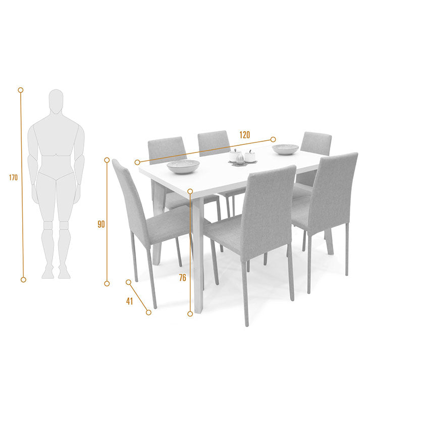 Set Comedor Lyon 6 Puestos Tela