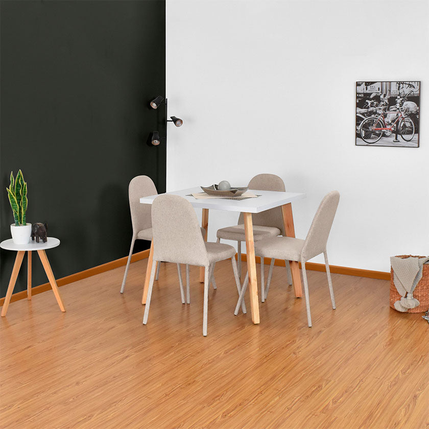 Set Comedor Tiza 4P Sillas Dublín Tela