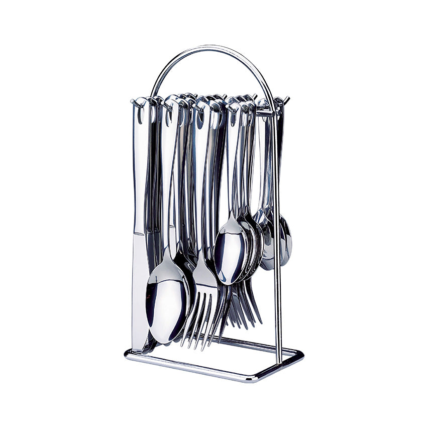 Set de cubiertos x 24 piezas acero inoxidable con soporte home elements