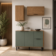 Cocina 120 cm Sicilia 4 Puertas 2 Cajones Natural/Oliva