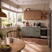 Cocina 120 cm Sicilia 4 Puertas 2 Cajones Natural/Oliva