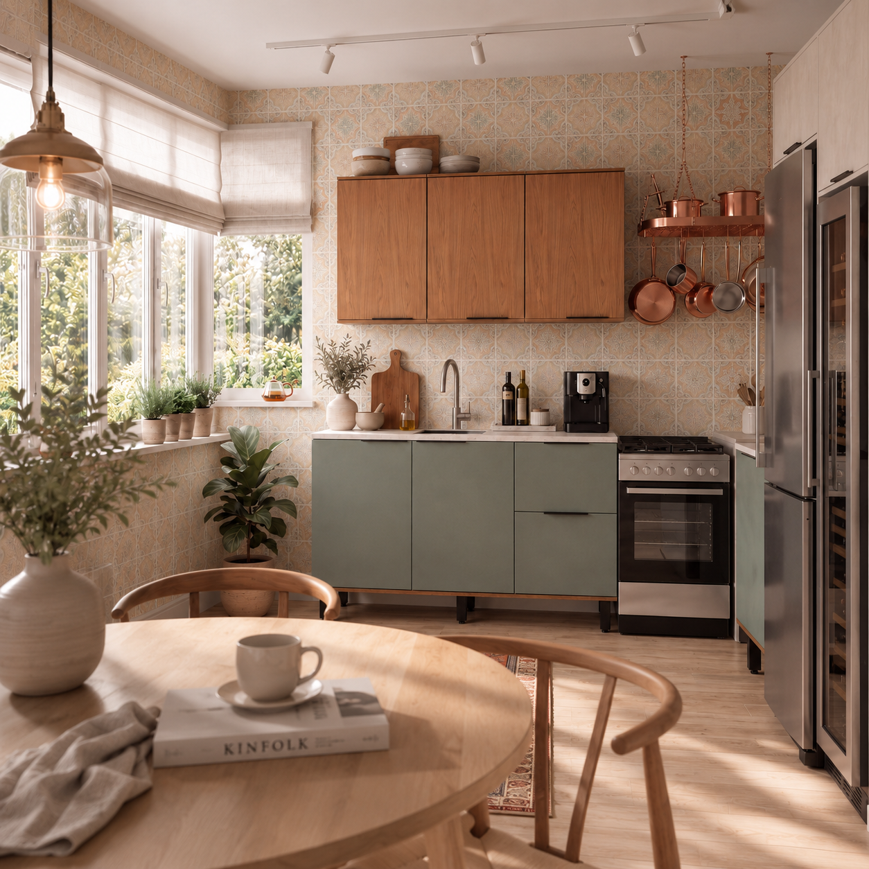 Cocina 120 cm Sicilia 4 Puertas 2 Cajones Natural/Oliva
