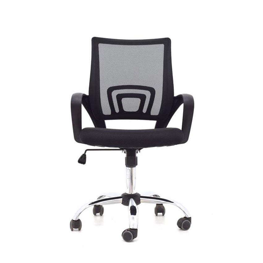 Silla de escritorio ejecutiva negra ergonómica con base cromada