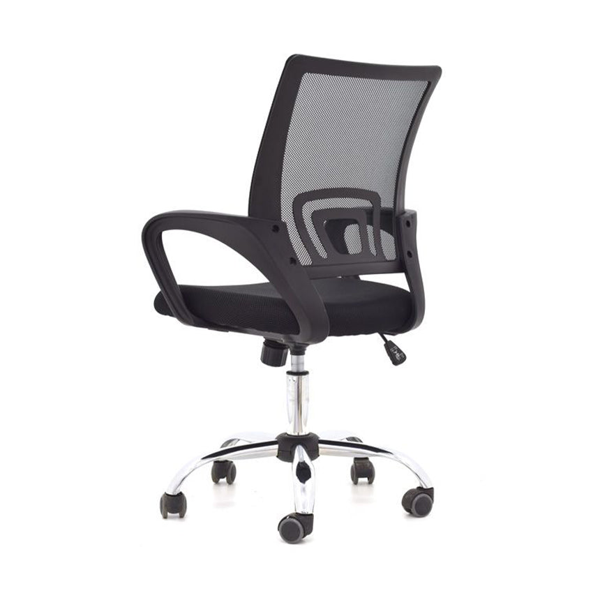 Silla de escritorio ejecutiva negra ergonómica con base cromada