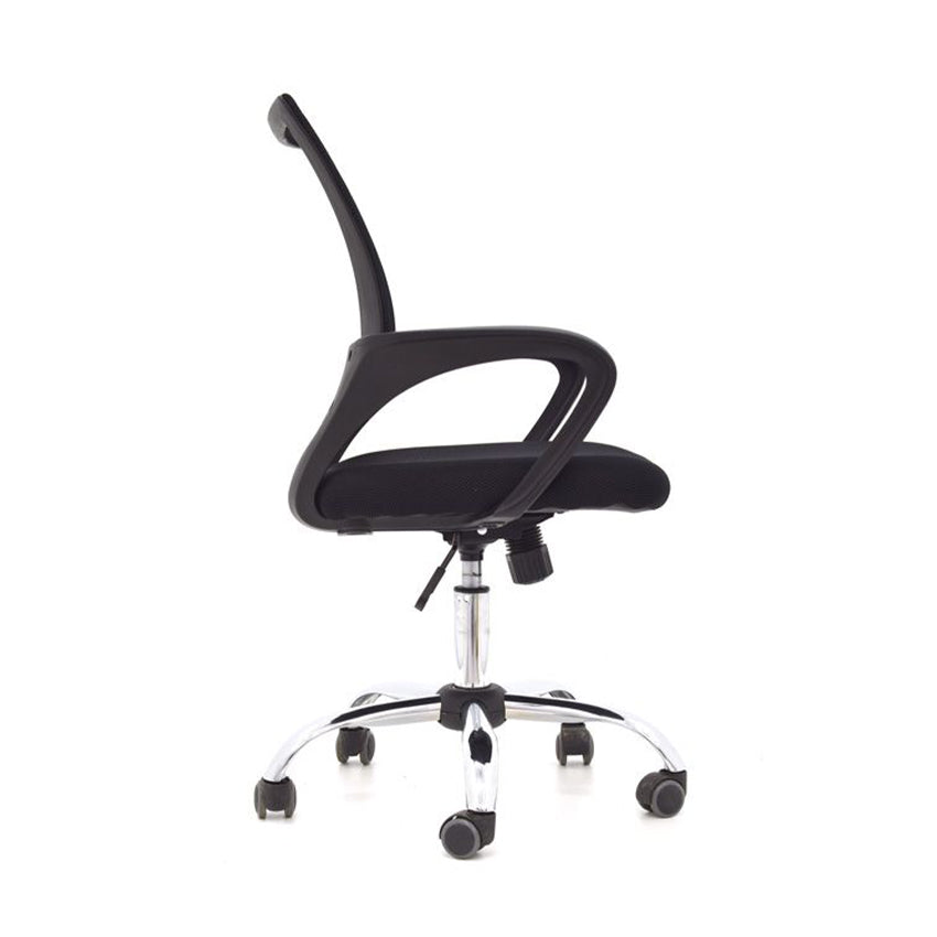 Silla de escritorio ejecutiva negra ergonómica con base cromada