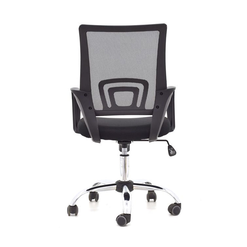 Silla de escritorio ejecutiva negra ergonómica con base cromada