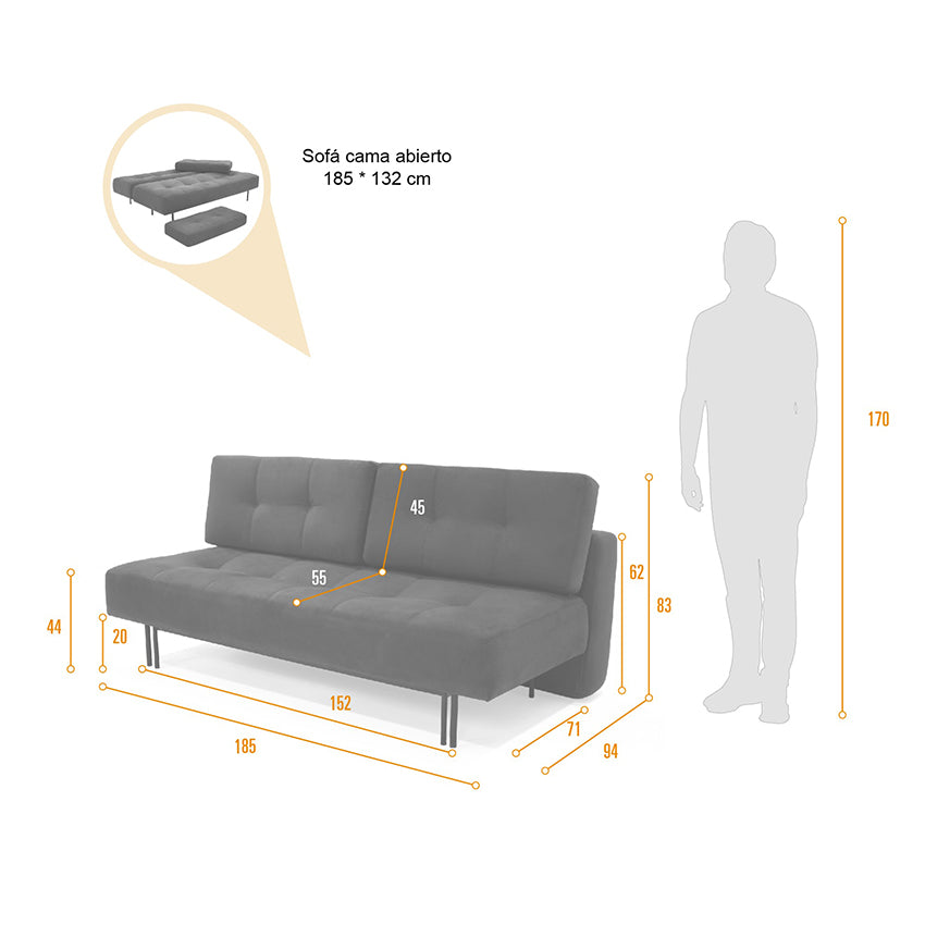Sofa cama siberia tela petróleo