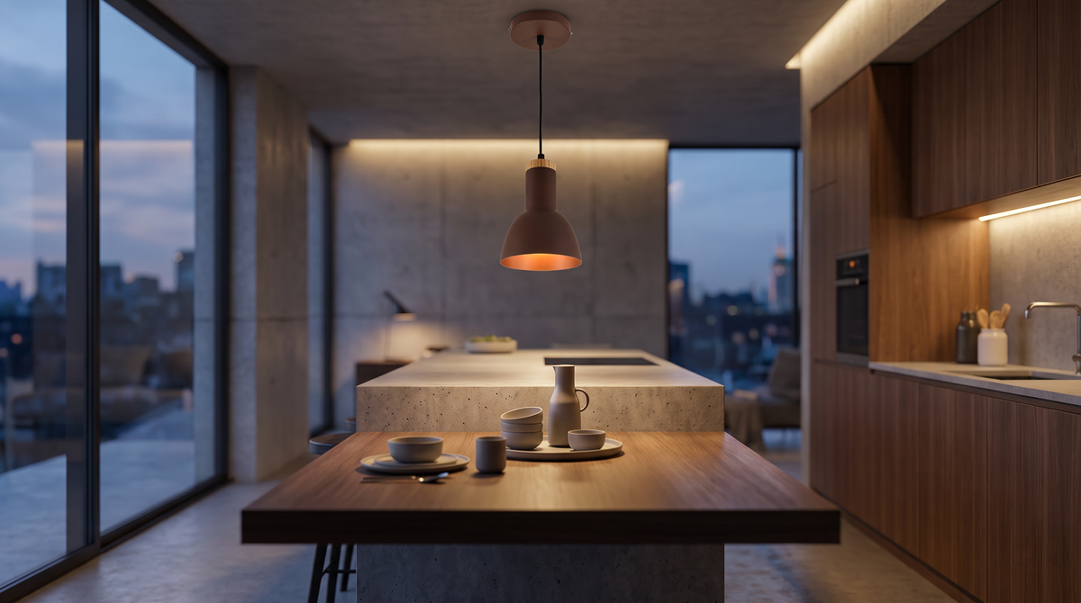Luminaria Decorativa Colgante Ariel Taupe Cafe Y Madera