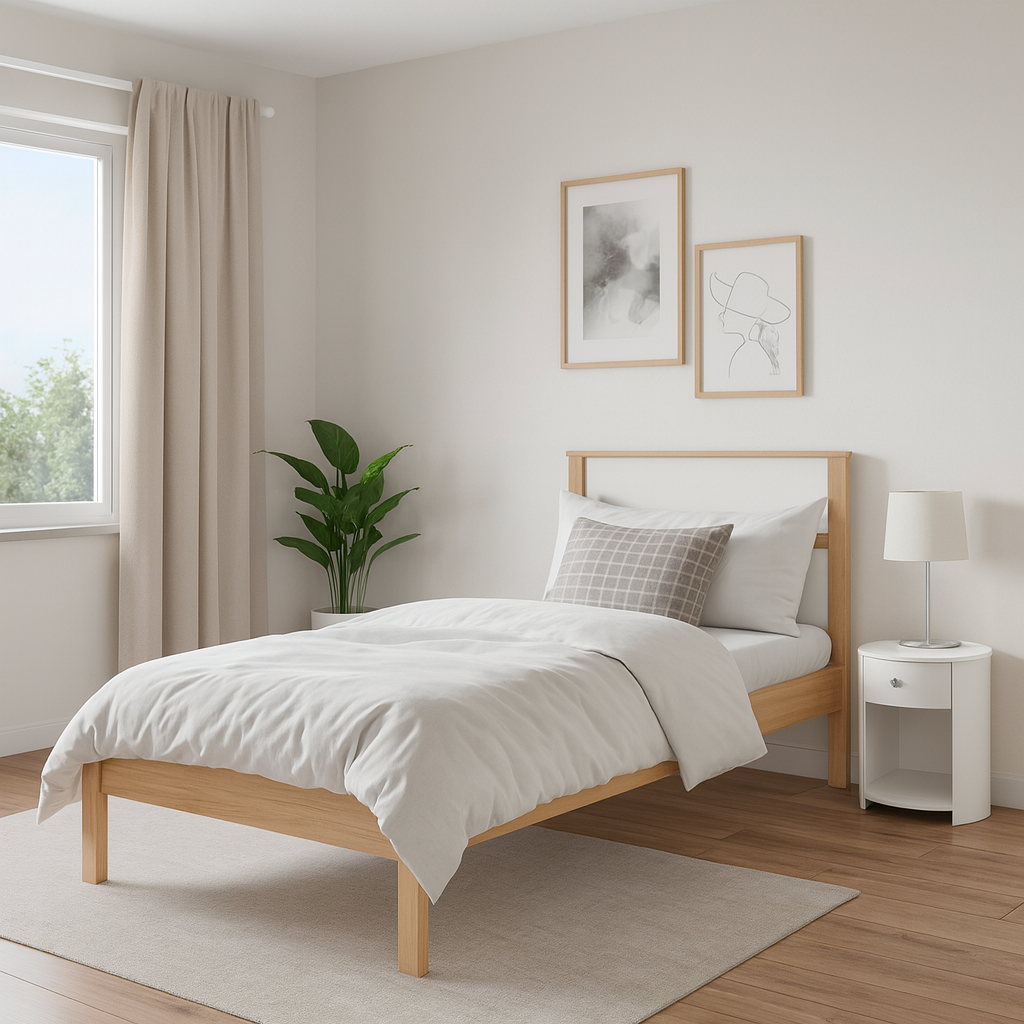 Cama sencilla viena almendra blanco