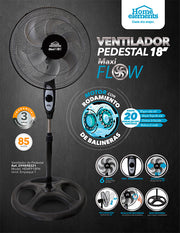 Ventilador de pedestal negro maxiflow élite home elements
