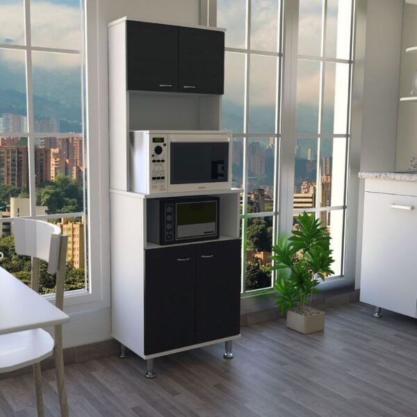 Alacena catina, blanco y wengue, con gran capacidad de almacenamiento