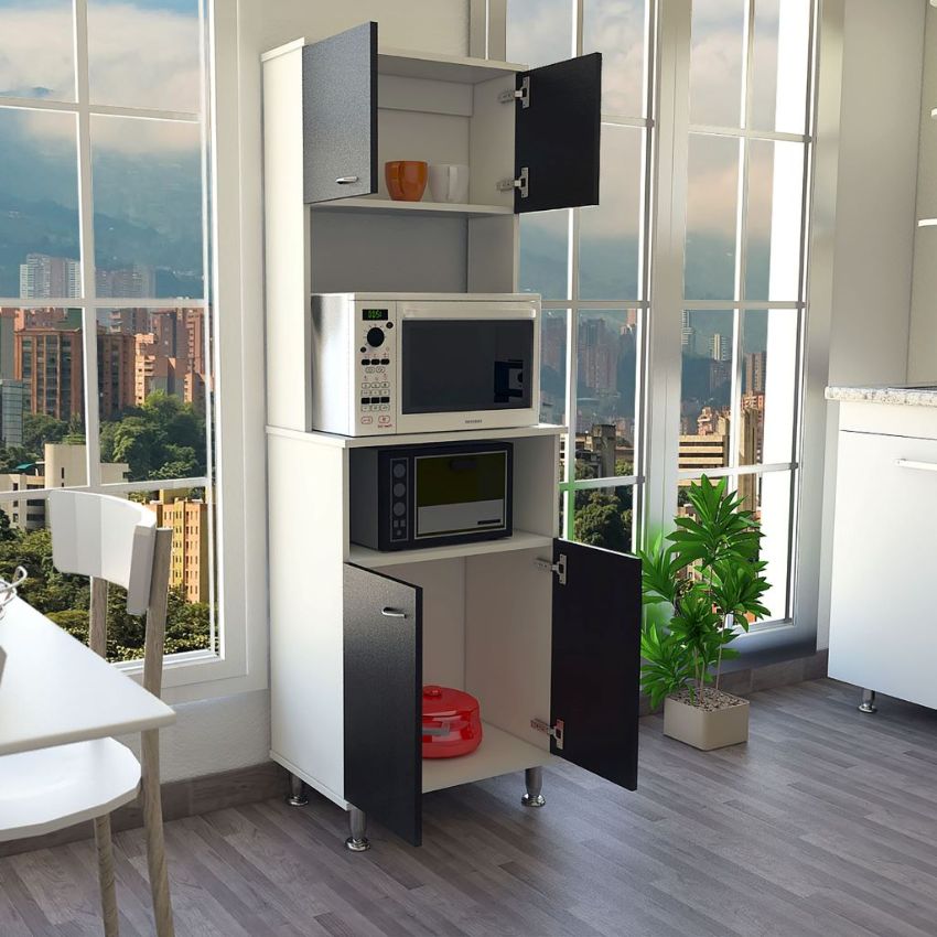 Alacena catina, blanco y wengue, con gran capacidad de almacenamiento