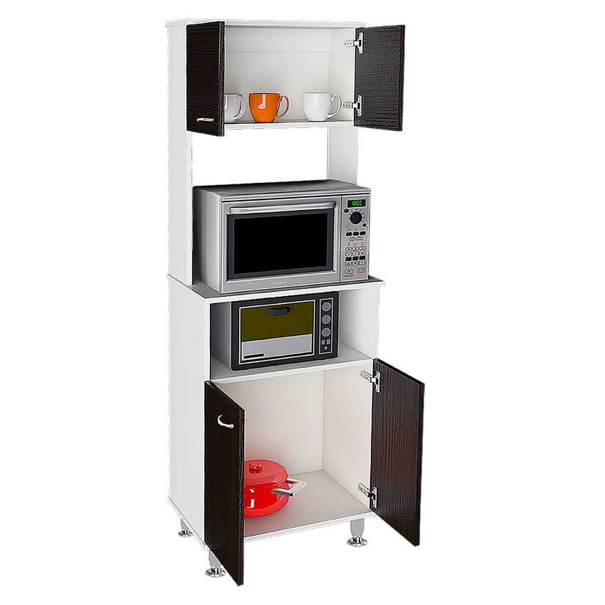 Alacena catina, blanco y wengue, con gran capacidad de almacenamiento