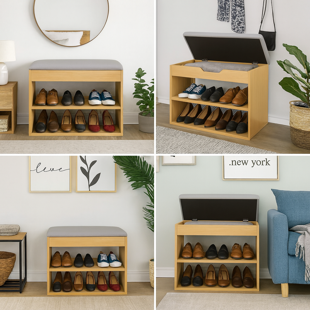 Mueble Organizador Zapatero-Baúl  43x60x30 Madera/Gris