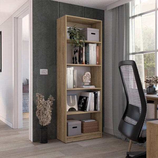 Biblioteca home con cinco entrepaños