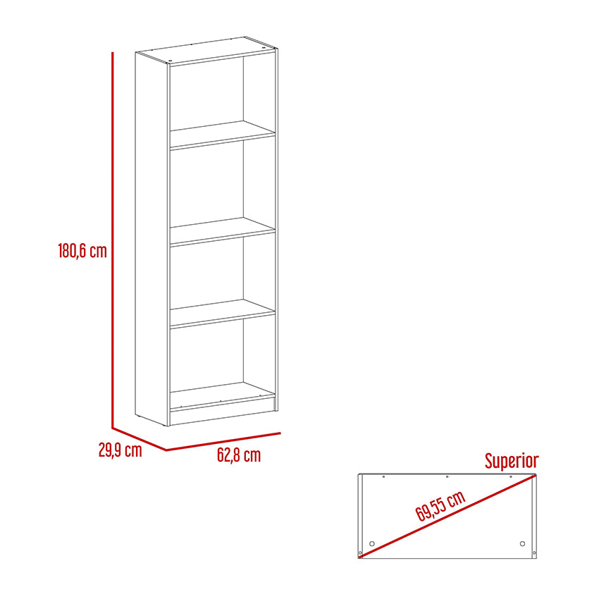 Biblioteca home con cuatro entrepaños