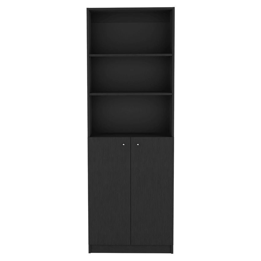 Biblioteca home, wengue, con cinco entrepaños y dos puertas abatibles