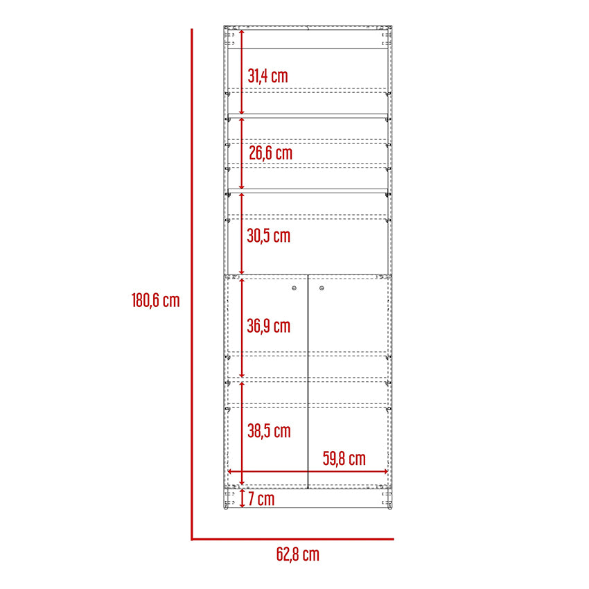 Biblioteca homecon cinco entrepaños y dos puertas abatibles