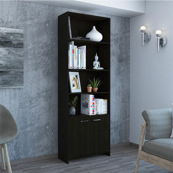 Biblioteca milán, wengue, con dos puertas abatibles y cuatro entrepaños