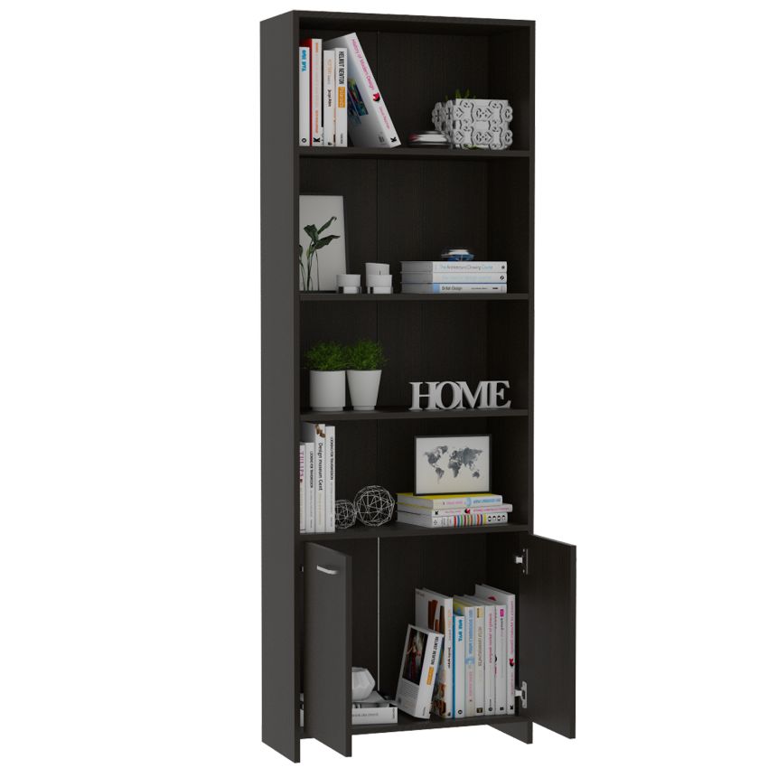 Biblioteca milán, wengue, con dos puertas abatibles y cuatro entrepaños