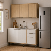 Cocina 120 cm Canarias 6 Puertas 2 Cajones Almendra/Blanco Apagado