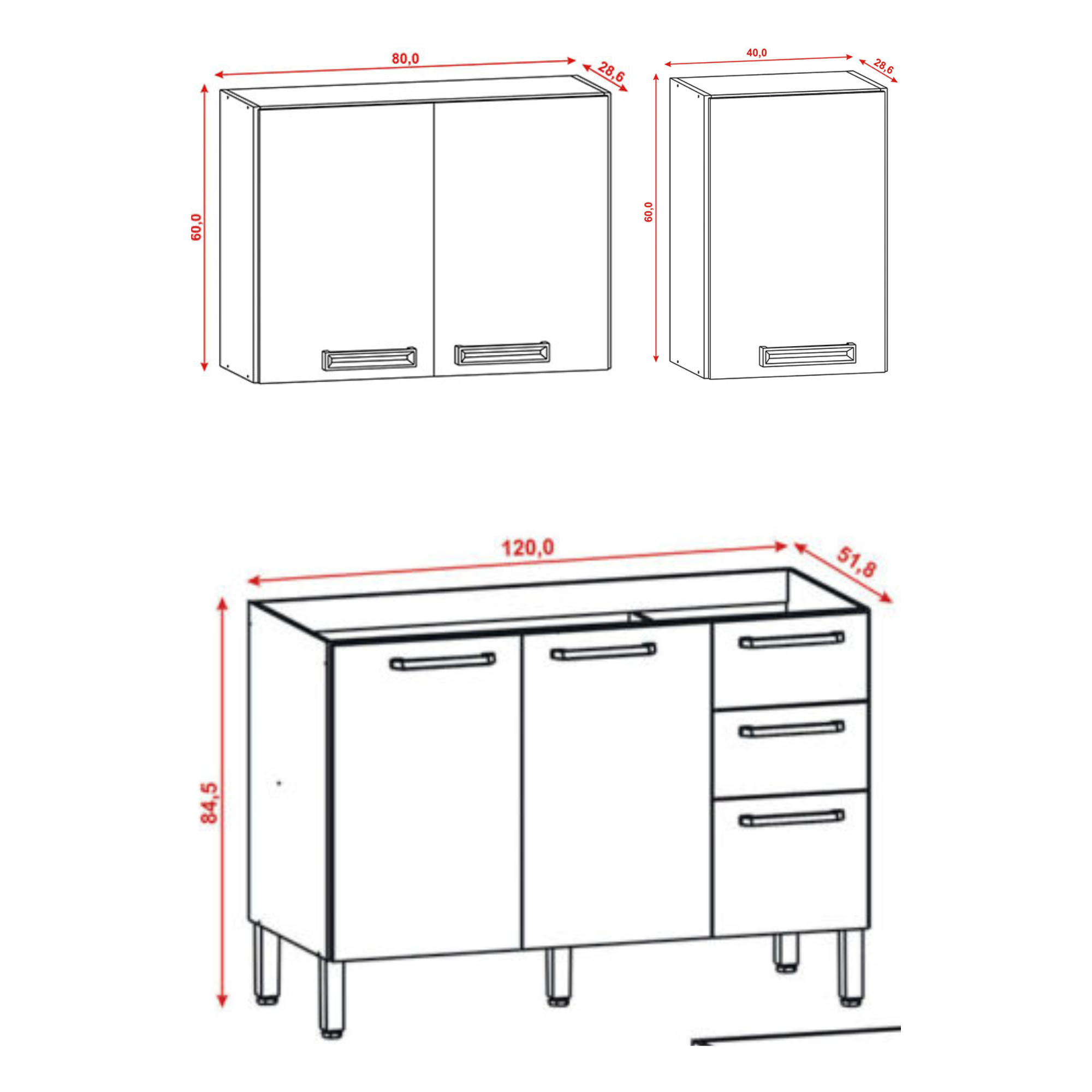 Cocina Canna 6 Puertas 2 Cajones Café/Blanco Apagado