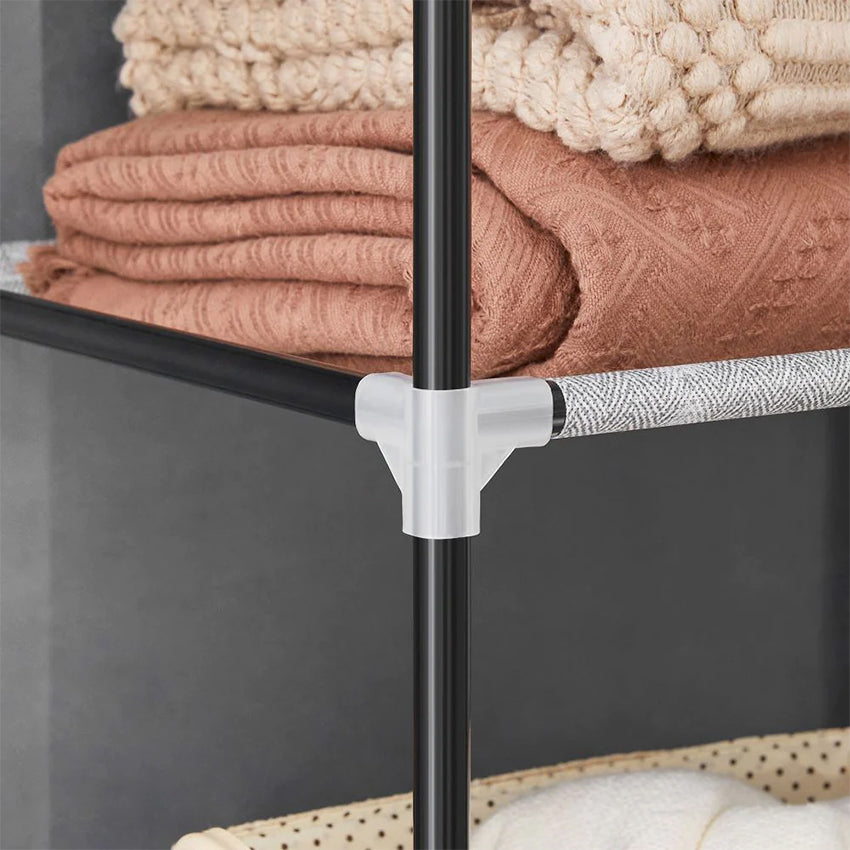 Closet portátil jean, gris, variedad de entrepaños en tela